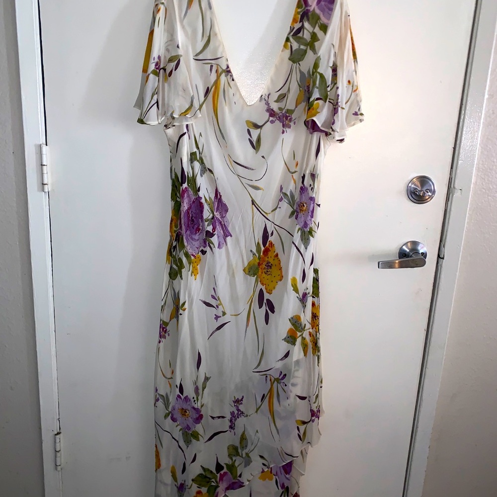 Eva Blue White flower plus size dress